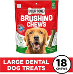 Milk-Bone Fresh Breath Brushing Chews, 18 Large Daily Dental Dog Treats Scrubbing Action Helps Clean Teeth