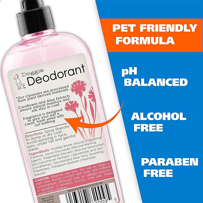 Wahl USA Cornflower Scented Pet Deodorant Spray for All Dogs & Cats – Clean Fresh Smell Refreshes & Deodorizes – 8 oz - Model 820009A