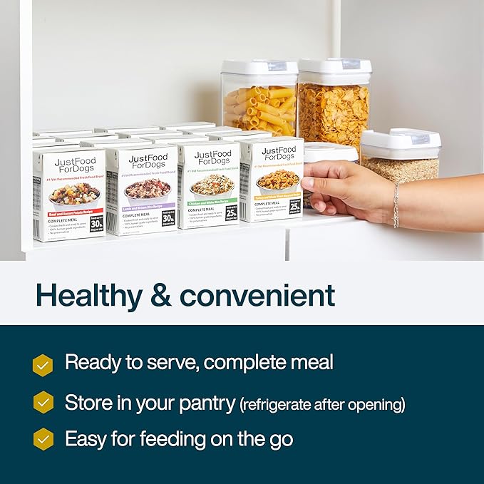 JustFoodForDogs Pantry Fresh Wet Dog Food, Complete Meal or Dog Food Topper, Beef & Potato Human Grade Dog Food Recipe - 12.5 oz (Pack of 12)