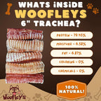 Woofley's Beef Trachea - (6 Inch 20 Pack) - Trachea Treats for Dogs - Natural Source of Glucosamine and Chondrotin for Joint Health - 100% Natural Beef Windpipe for Dogs
