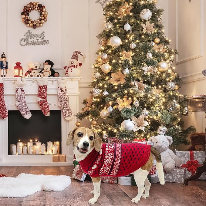 SCENEREAL Dog Sweaters for Small Dogs - Soft, Warm Turtleneck Small Dog Sweater, Ugly Knit Dog Christmas Outfits for Dachshund, Chihuahua, Pug, Yorkie,Winter Pet Clothes Male Female,Red