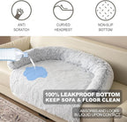 Tinaco Calming Dogs/Cats Bed Mats, Dog Pad Washable Removable Couch Cover, Plush Long Fur Mat for Pets, Waterproof Lining, Perfect for Small, Medium and Large Dogs and Cats (Gradient Gray, M)