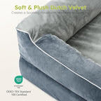 Jumbo Dog Bed for Extra Large Dogs, Orthopedic Dog Bed with Cooling Gel Memory Foam, Waterproof Pet Bed with Removable Washable Cover, 45" Pet Sofa Couch Dutch Velvet with Bone Toy, Dark Gray