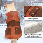 KYEESE Dog Coat Warm Pet Winter Puffer Coat with Leash Hole Thick Cat Clothes with Pocket Waterproof Dogs Jacket with Fleece Lined Soft Pet Sweater for Cold Weather Windproof Dog Coats for Small Dogs