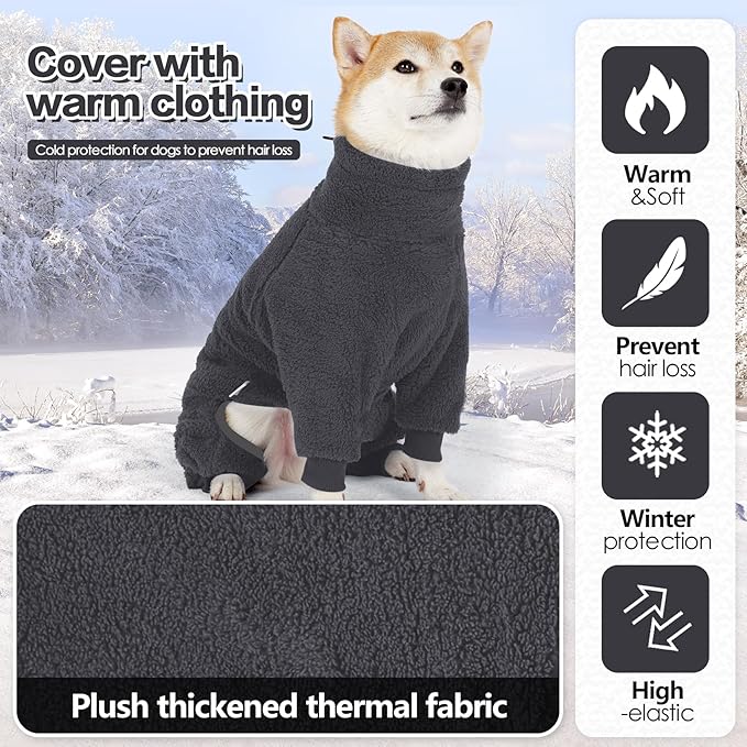 Fleece Dog Sweater for Small Medium Large Dog for Run Walk Sleep Pet Winter Jacket & Windproof Clothes Coat Large Grey