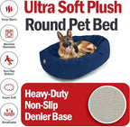 Majestic Pet 52 Inch Suede Calming Dog Bed Washable 52x35x11 (Inch) – Cozy Soft Round Donut Dog Bed with Spine Support for Dogs to Rest Their Head - Pet Bed X- Large – Navy (2025)