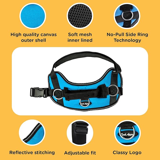 Bark Appeal Purple Plaid No-Pull Dog Harness for Large to Extra Large Sized Pets – Adjustable, Reflective Vest with 3 Leash Clips for Added Control, Easy Walks & Training – XL