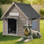 Dog House Outdoor Weatherproof,Wooden DogHouses for Medium Small Dogs, Indoor & Outdoor with Anti-Chewing Iron Frame, Ventilated Window, Easy Assemble, 26" L x 32" W x32 H
