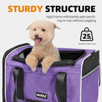 Top Open Medium Cat Carrier Roll Up Flap, Delta Approved TSA Pet Travel Crate Suitcase Luggage Sleeve, Soft-Sided Dog Kennel Bag 18"x11"x11" United, American Airline Under Plane Seat Purple
