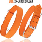 Riparo Dog Collar - Genuine Leather Dog Collars - Heavy Duty Dog Collars for Medium Large and Extra Large Dog Breeds (XL: 1.5” Wide for 22” - 26” Neck, Orange)