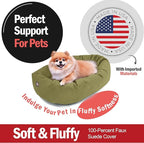 Majestic Pet 24 Inch Suede Calming Dog Bed Washable 24x19x7 (Inch) – Cozy Soft Round Donut Dog Bed with Spine Support for Dogs to Rest Their Head - Pet Bed Small – Sage (2025)