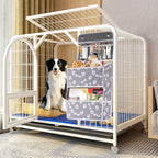 Dog Toy Basket - 5-Shelf Hanging Organizer with 2 Metal Hooks, 5 Pockets for Dog Leash, Harness, Toys & Treats - 62.5''(H) Bone Claw Print