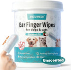 Wider Ear Cleaner Finger Wipes 60 Counts, Dog Ear Cleaner, Grooming Kit Care for Dogs and Cats,Otic Cleaning Pads, Remove Wax, Dirt & Stop Smelly, Itchy, Non-Irritating, Unscented