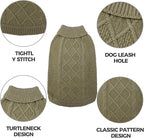 Mihachi Turtleneck Dog Sweater - Winter Coat Apparel Classic Cable Knit Clothes with Leash Hole for Cold Weather, Ideal Gift for Pet in New Year Army Green New S