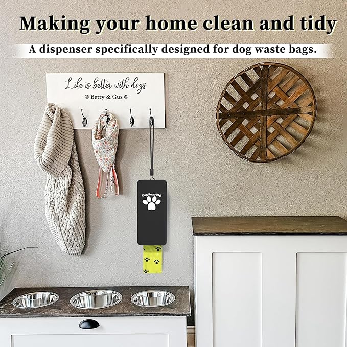 Dog Poop Bag Dispenser, Wall Mounted Dog Poop Bag Holder, Pet Waste Bag Dispenser Indoor ＆ Outdoor, Includes 60 Bags