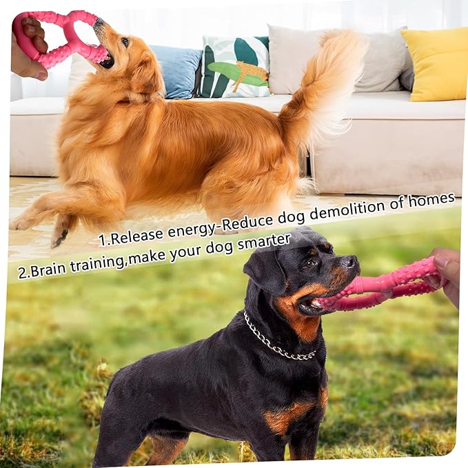 Tug of War Dog Toy, Interactive Dog Pull Toys, Adult and Puppy Teething Toy, Tough Chew Toy for Small Medium Large Dogs, Rubber, Lightweight, Comfortable Grip (Pink)
