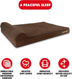 The Dog’s Bed Orthopedic Headrest Dog Bed XXL Brown Plush, Memory Foam, Pain Relief for Arthritis, Hip & Elbow Dysplasia, Post Surgery, Lameness, Waterproof Washable Cover