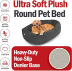 Majestic Pet 40 Inch Suede Calming Dog Bed Washable 40x29x9 (Inch) – Cozy Soft Round Donut Dog Bed with Spine Support for Dogs to Rest Their Head - Pet Bed Large – Gray (2025)