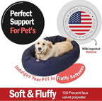 Majestic Pet 40 Inch Bagel Calming Dog Bed Washable – Cozy Soft Round Dog Bed with Spine Support for Dogs to Rest their Head - Fluffy Donut Dog Bed 40x29x9 (Inch) - Round Pet Bed Large – Blue