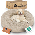 Donut Dog Bed - Premium Comfort for Anxiety Relief - Fluffy & Calming Design with Ultra-Plush Support | Cozy Round Dog Bed with Super Soft Circle Style (Size S Beige)