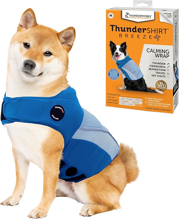 ThunderShirt Breeze for Dogs, Medium, Sky Blue, Extra Breathable Mesh Fabric, Dog Anxiety Relief Vest for Every Day Stress & Calming During Thunder Storms and Fireworks