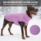 Dog Coat, Waterproof Winter Jacket, Warm Windproof Jacket, Reflective Adjustable Turtleneck Coats for Medium Dogs with Hook & Loop - Lilac - M