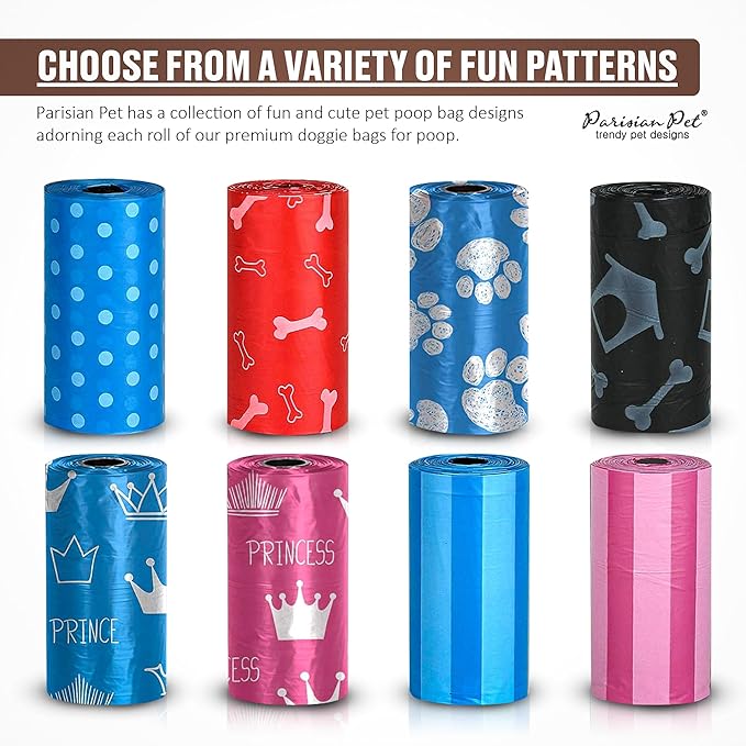 Parisian Pet Ecofriendly Dog Poop Bags Rolls - 320 Count Unscented Poop Bags For Dogs - Leakproof, Extra Thick, 16 Dog Waste Bags Refill Rolls - Princess Pink Doggie Poop Bags - Fits All Dispenser