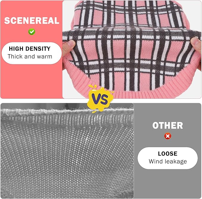 SCENEREAL Turtleneck Dog Sweater for Small Medium Large Dogs Girls Boys, Christmas Plaid Pullover Puppy Sweatershirt, Dogs Cold Weather Outfit Clothes, Ideal Gift for Pet in New Year, Pink Plaid ML