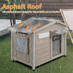 Dog House Indoor Outdoor with Chew-Proof Frame, Weatherproof Dog Kennel Puppy Shelter with Openable Asphalt Roof, Window, Easy to Clean for Small to Medium Dogs (30.1" L*18.3" W*24" H)