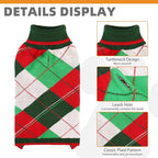 KOOLTAIL Dog Christmas Sweater Pet Knitted Clothes - Classic Plaid Pull Over Turtleneck Dog Sweaters with Leash Hole Warm Dogs Winter Clothing for Small Medium Dogs Cats Puppy Boy Girl Red & Green ML