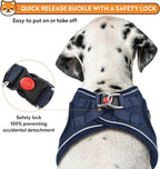 Dog Harness with Leash Set, No-Pull Step-in Reflective Pet Harness with 1 Leash Clips, Adjustable Soft Padded Easy Walk Dog Vest for Small Medium Large Dogs, Cats(Dark Blue, Small)