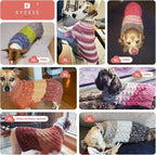 KYEESE Dog Sweater Color Block with Fuzzy Thread Knitted Turtleneck Dog Knitwear with dots in a Variety of Colors for Medium Dogs Fall Winter Dogs Clothes, Pink, XL