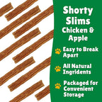 Lucky Premium Treats Lucky Shorty Slims - Apple and Chicken Jerky Dog Treats, Crunchy Dog Chew Sticks with Real Chicken and Apple for Small to Large Dogs (7 Count)