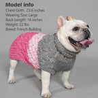 KYEESE Dog Sweater Color Block with Fuzzy Thread Knitted Turtleneck Dog Knitwear with dots in a Variety of Colors for Small Dogs Fall Winter Puppy Sweater, Pink, XS