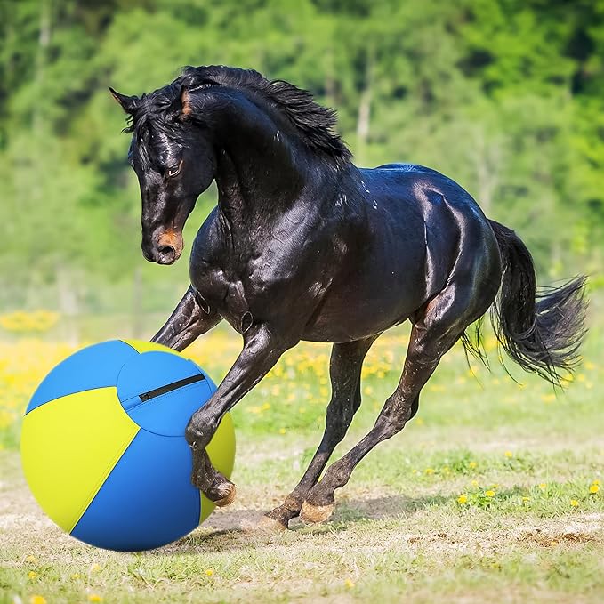 Herding Ball for Dogs and Horses - 18" Jolly Ball for Dogs, Agility Training Equipment, Herding for Australian/German Shepherd, Improved Bite-Resistant, Reinforced Sewing Dog Toys - Blue&Yellow（NEW）