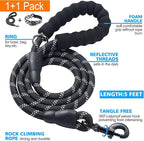 Reflective Dog Collar Padded with Soft Neoprene Breathable Adjustable Nylon Dog Collars for Small Medium Large Dogs (Small (Pack of 1), Black Plaid Collar+Leash)
