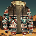 Men's Zip Up Jackets Western Style Ethnic Hoodie Hooded Vintage Long Sleeve Warm Coat Winter Outfits