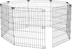 Amazon Basics Foldable Octagonal Metal Exercise Dog Playpen - Indoor/Ou, , Blacktdoor, No Door, Small (8 Panels, 24 x 30), Easy to assemble, store, and customize, 30" - Small, Black