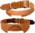 | Genuine Leather Dog Collar | Full Grain, Heavy Duty | Comfortable, Padded, Strong | Best for Pups, Small, Medium, Large & XL Breeds (Large (Fit Neck Size 18.5"-22.5"), Shirt Collar - Tan)
