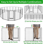 Dog Playpen Outdoor Extra Wide 16 Piece Panels Heavy Duty Dog Fence 50" Height Anti-Rust with Doors Portable for RV Camping Yard, Total 42FT, 140 Sq.ft, Snowy Black