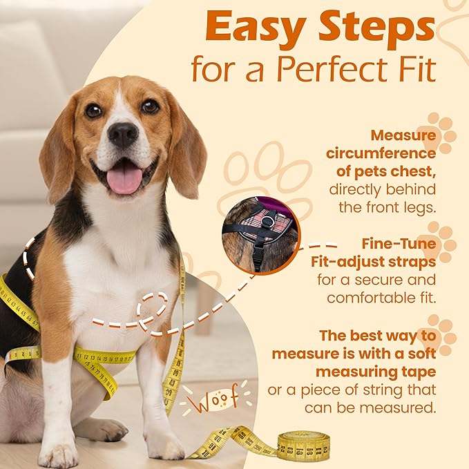 Bark Appeal Pink Plaid No-Pull Dog Harness for Large to Extra Large Sized Pets – Adjustable, Reflective Vest with 3 Leash Clips for Added Control, Easy Walks & Training – XL