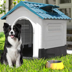 DWVO 33.1'' Plastic Foldable Dog House for Small and Medium Dogs, Waterproof Folding Pet House with Adjustable Top Window and Elevated Base (33.1''L x 27.6''W x 30''H)
