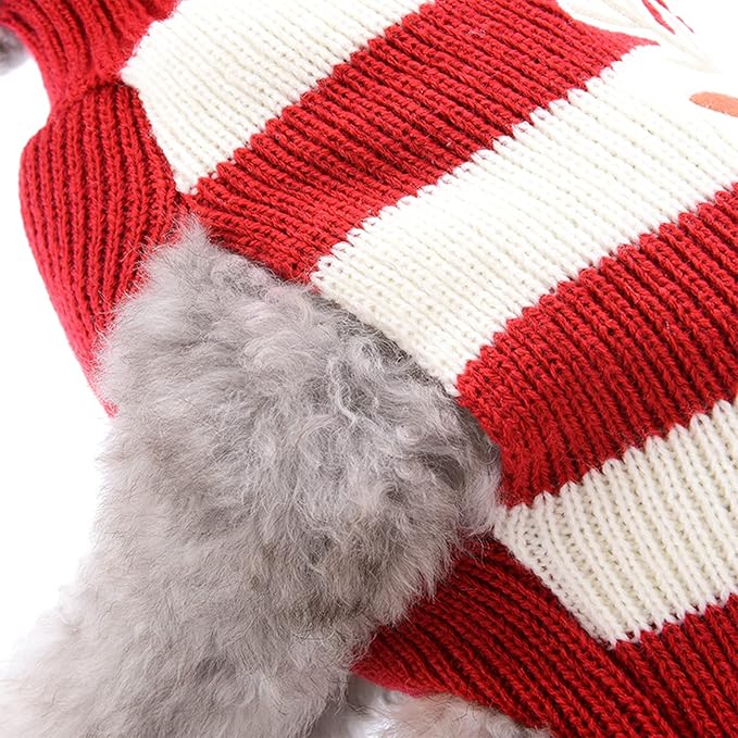 PETCARE Reindeer Christmas Dog Sweater Red Striped Cat Sweater Cartoon Elk Pet Vest Holiday Dog Clothes Puppy Sweaters for Small Medium Large Dogs Cats Fall Winter Outfits Xmas Dogs Costume,X-Large