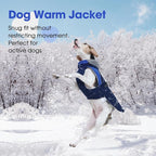Nanaki Warm Fleece Lined Dog Coats Vests for Winter Waterproof, Furry Collar Dog Jacket with Leash Hole, Reflective Pet Snow Jacket Suit for Outdoor Walking Hunting,Easy On Puppy Coat Beagle, Blue L