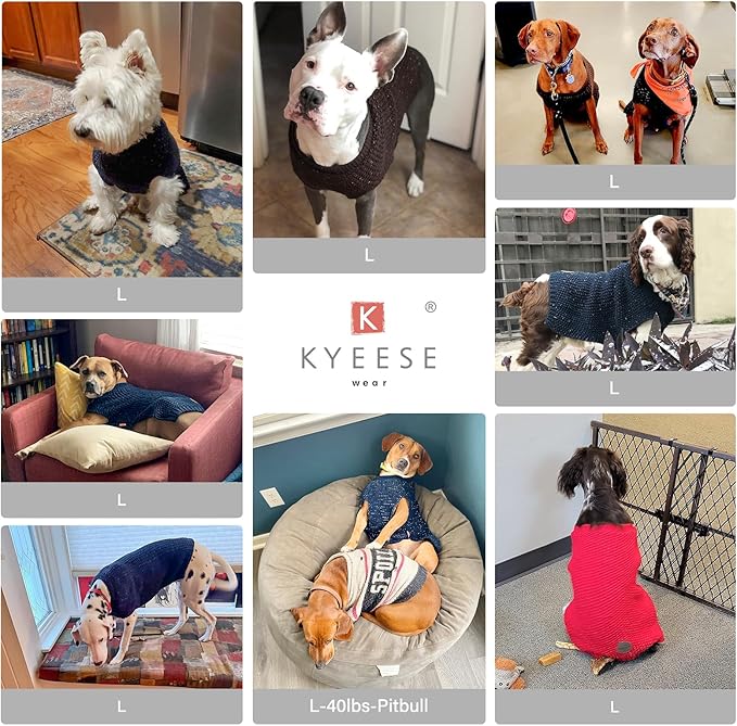 KYEESE Dog Christmas Sweater with Leash Hole Warm Pullover with Reflective Yarn for Small and Medium Dogs Male Soft Knit Pullover Boy Dog Coats Cozy Lightweight Thick Sweater,Green,Large