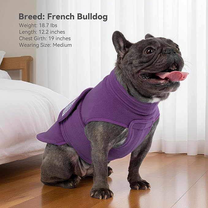 cyeollo XL Dog Sweater, Fleece Dog Sweaters Soft Stretchy Doggie Vest Turtleneck Doggy Sweatshirt Warm Fall & Winter Clothes for Medium to Large Dogs Girl, Purple XL