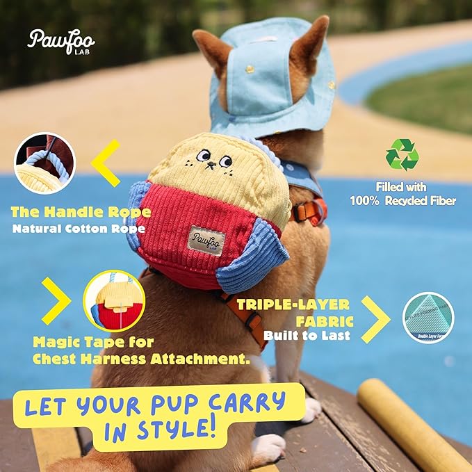 Squeaky Plush Dog Toys, 5-in-1 Crinkle Backpack Puppy Toys to Keep Busy, Cute Stuffed Hide & Seek Cognitive for Small Dogs, Teething, Boredom Relief & Birthday Gift