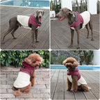 Detachable Hooded Dog Coat with Harness for Large Dogs,Super Warm Fleece Puppy Jacket for Cold Winter Doggie Coats,Red XXL