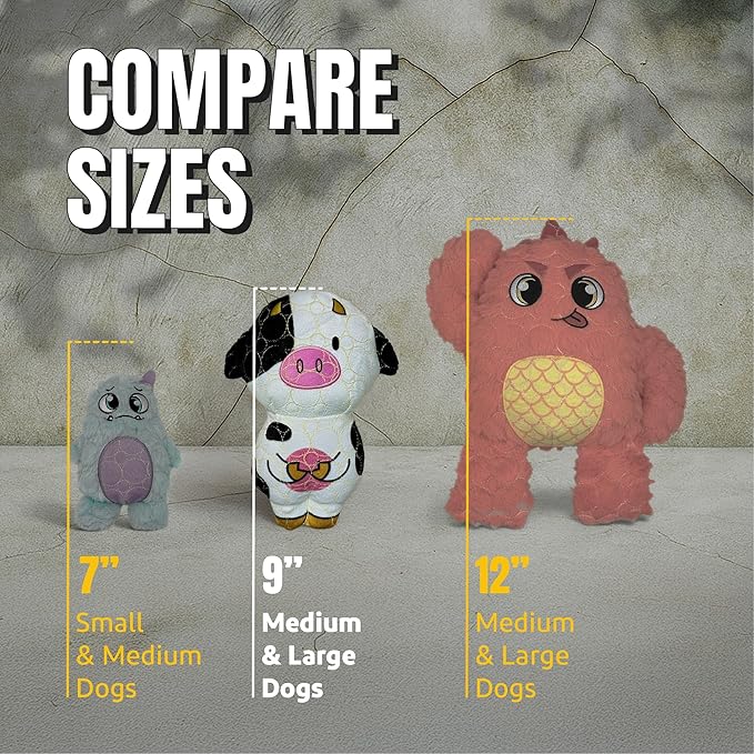 Bite Force -Durable & Strong Dog Toy Cow with Squeaker, Kevlar-Reinforced for Aggressive Chewers for Small Medium Large Dogs - Green.