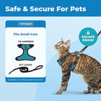Voyager Escape Proof Cat Harness and Leash Set with Reflective Stitching, Neoprene Handle 5ft - Supports Small, Medium and Large Cats, Kittens for Walking by Best Pet Supplies - BT-Turquoise, XS